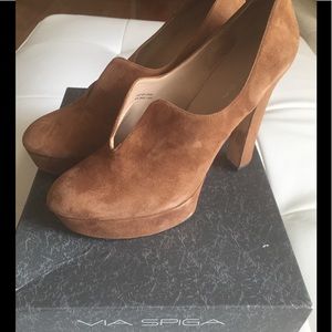 Via Spiga Suede Platform Shoes